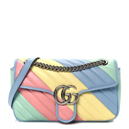 Gucci Calfskin Matelasse Diagonal Small GG Marmont Shoulder Bag Multicolor Pastel 1 of 10