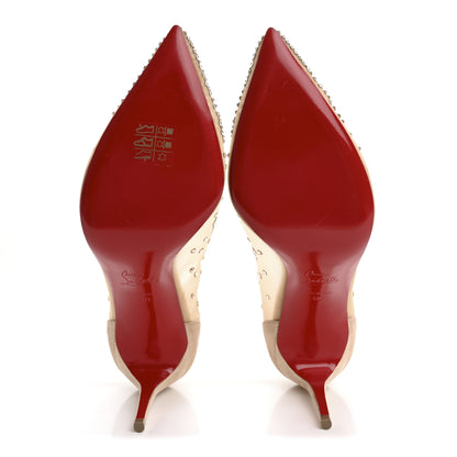 Christian Louboutin Suede Lame Crystal Strass Follies 85 Pumps 40 Light Silk 6 of 10