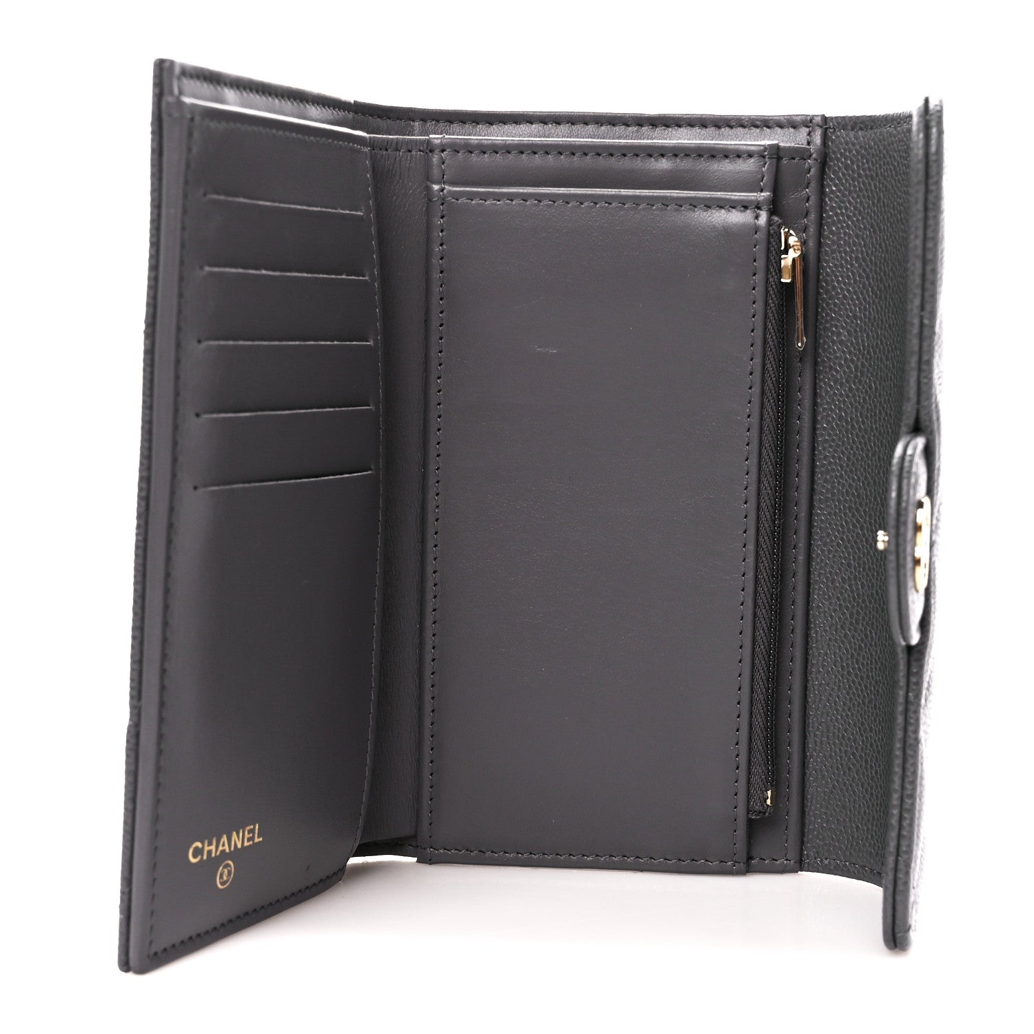 Chanel Caviar Quilted Medium Flap Wallet Grey 6 of 15