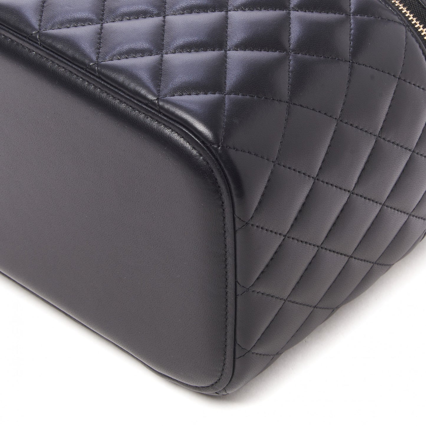 Lambskin Quilted Large Vanity Pouch Black