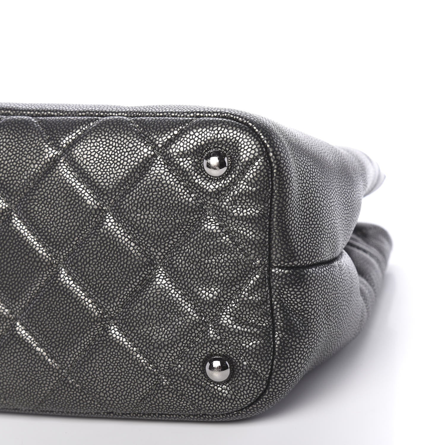 Chanel Metallic Caviar Quilted CC Timeless Tote Dark Silver 10 of 10