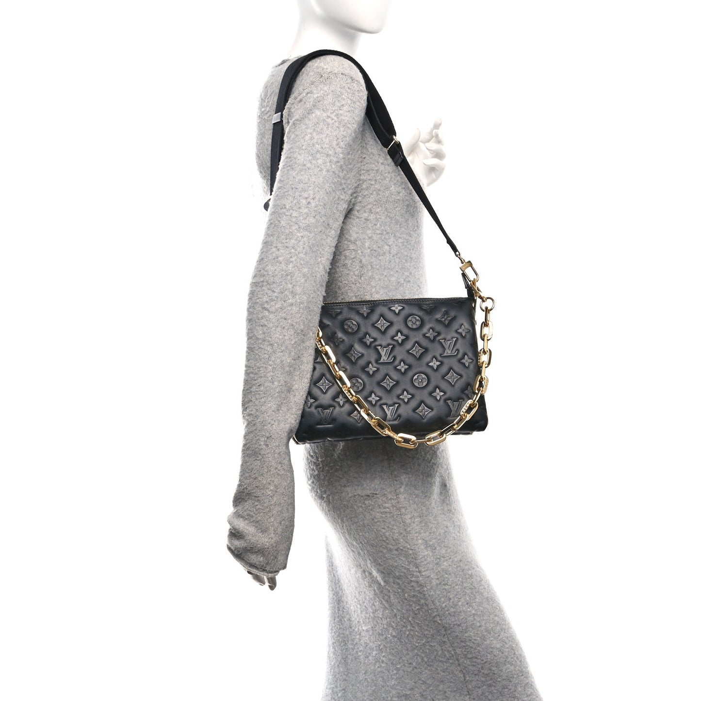 Lambskin Embossed Monogram Coussin PM Black