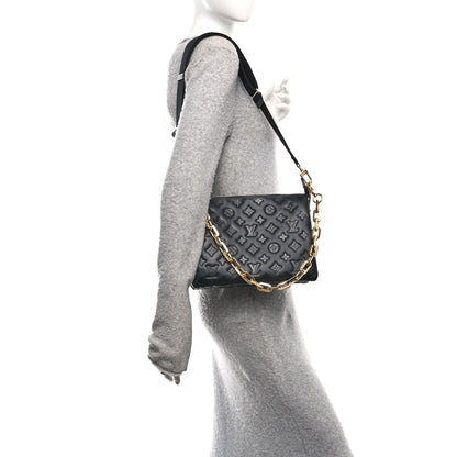 Louis Vuitton Lambskin Embossed Monogram Coussin PM Black 2 of 11