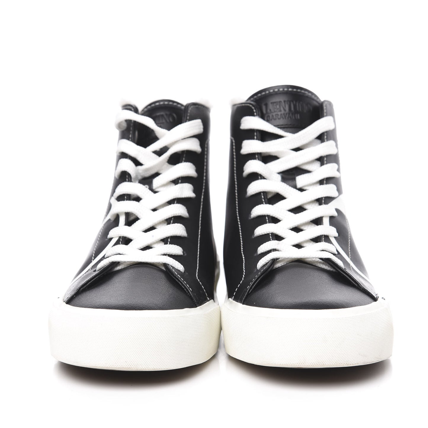 Calfskin Shearling VLTN High Top Sneakers 38.5 Black