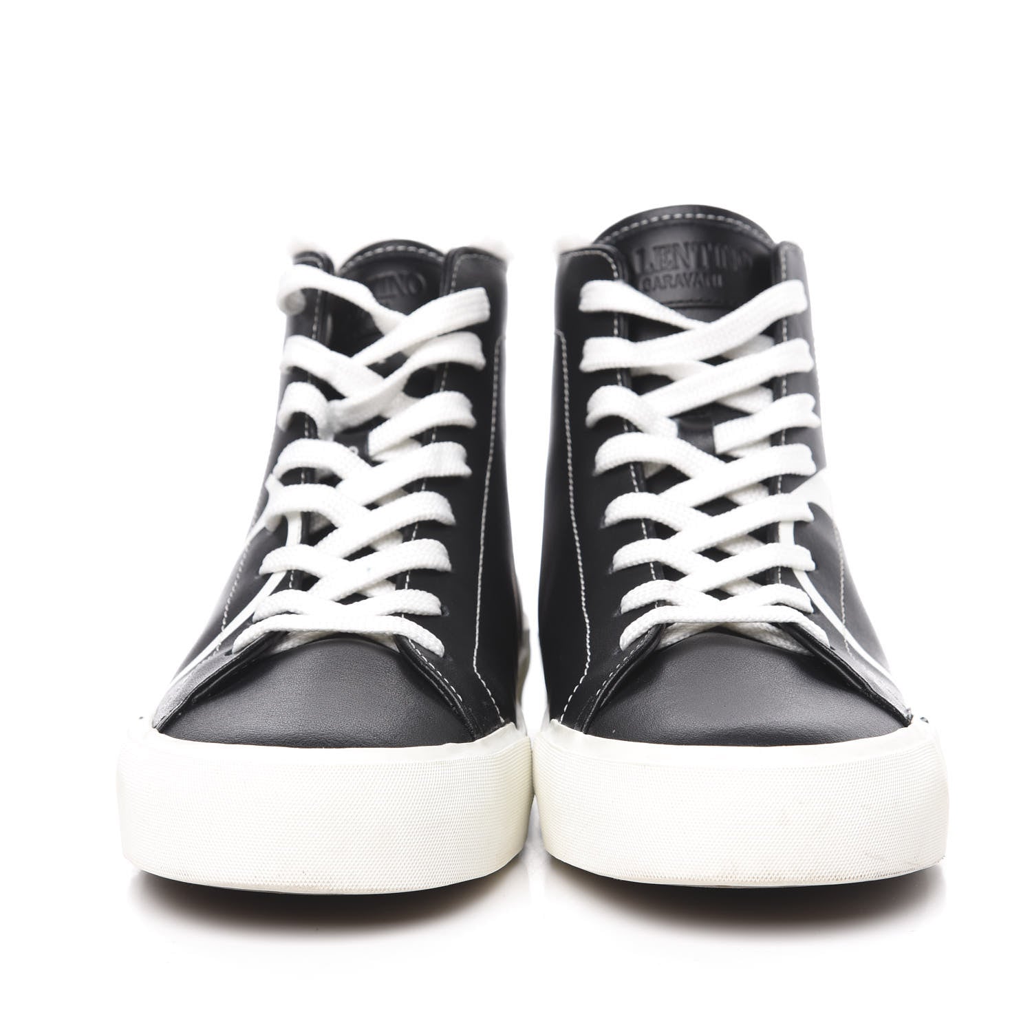 Valentino Garavani Calfskin Shearling VLTN High Top Sneakers 38.5 Black 2 of 9