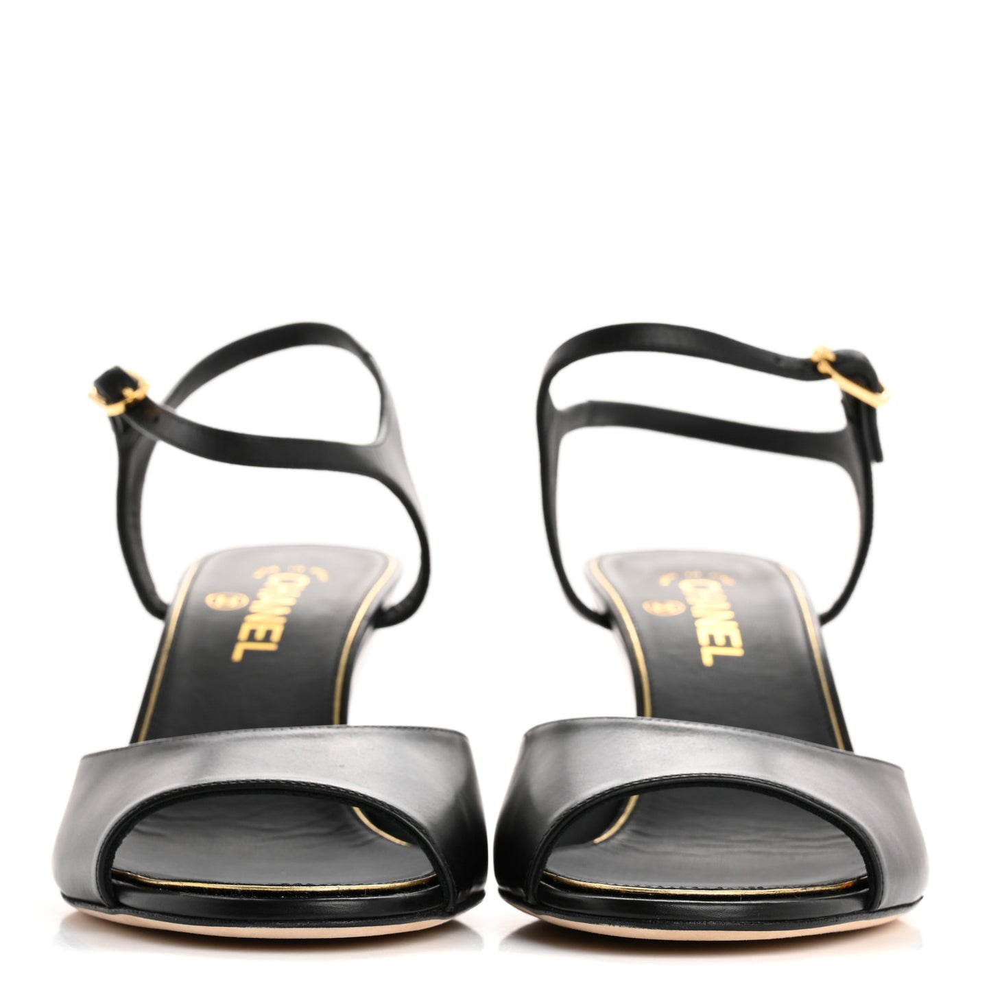 Lambskin Pearl CC Wedge Sandals 40 Black