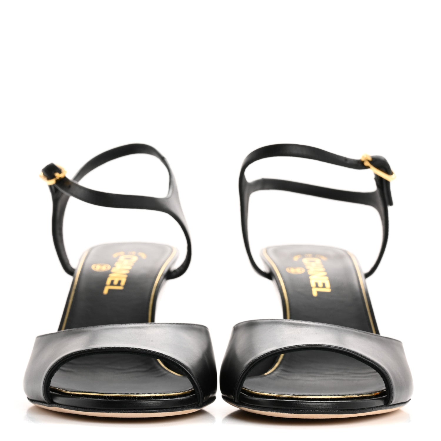 Chanel Lambskin Pearl CC Wedge Sandals 40 Black 3 of 10