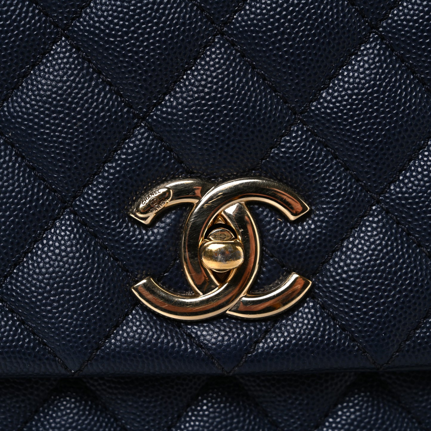 Caviar Quilted Medium Coco Handle Flap Black