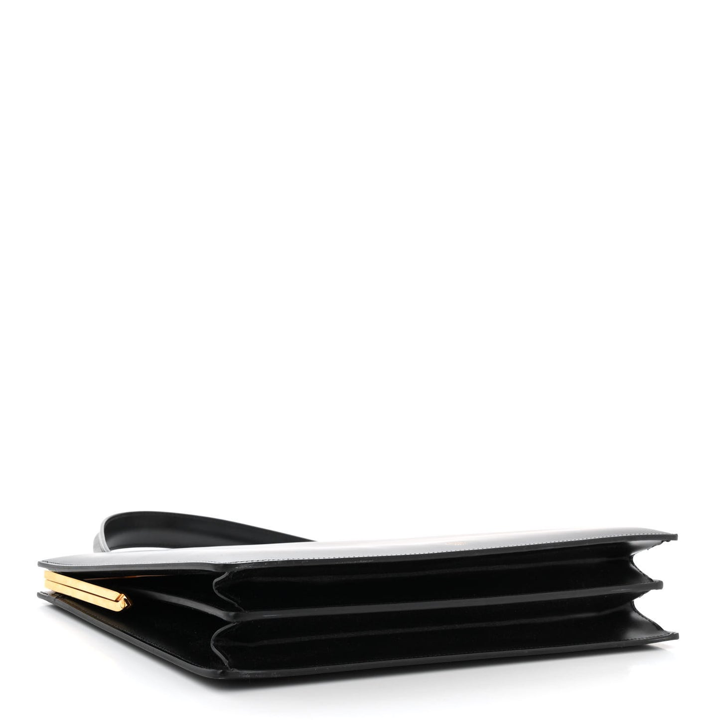 Box Calfskin Medium Clasp Bag Black