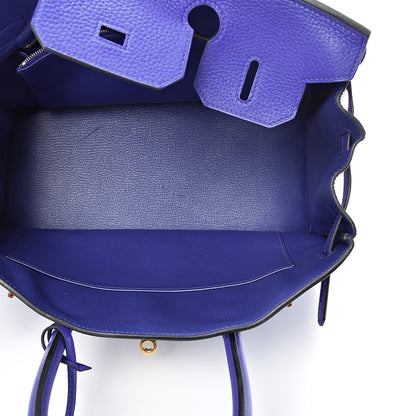 Hermes Taurillon Clemence Birkin 30 Bleu Electrique 4 of 12