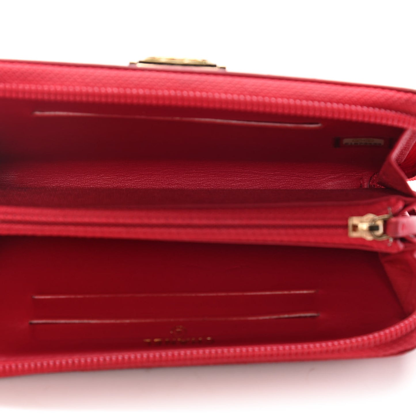 Lambskin Quilted Small Boy Zip Around Wallet Red