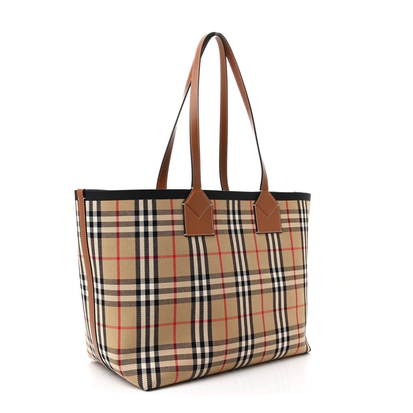 Cotton Vintage Check Medium London Tote Bag Briar Brown Black
