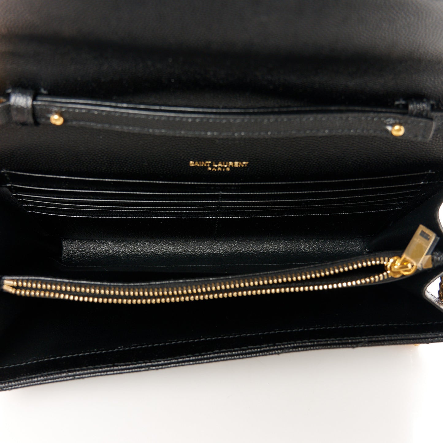 Grain De Poudre Matelasse Chevron Monogram Chain Wallet Black