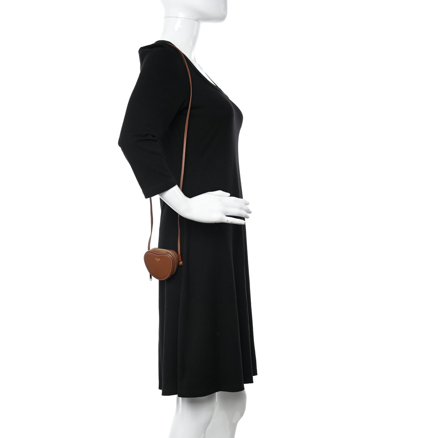 Box Calfskin Micro Heart Crossbody Bag Camel