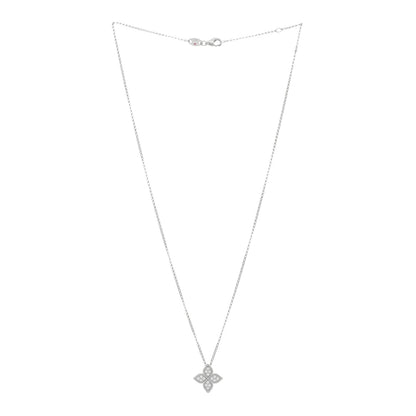 Roberto Coin 18K White Gold Diamond Medium Princess Flower Pendant Necklace 2 of 4