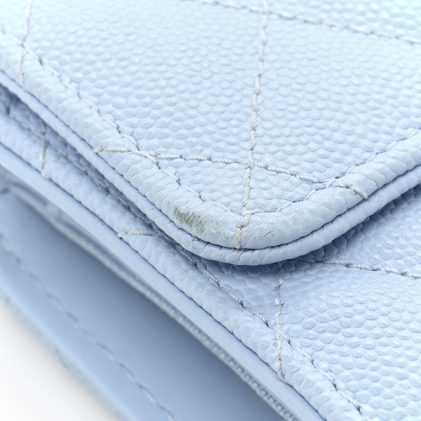Caviar Quilted Medium Flap Wallet Light Blue