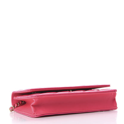 Chanel Patent Calfskin Quilted Wallet On Chain WOC Pink 4 of 12