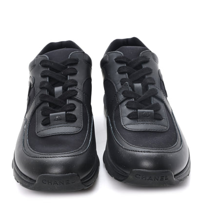 Chanel Lambskin Fabric CC Sneakers 39 Black 3 of 9