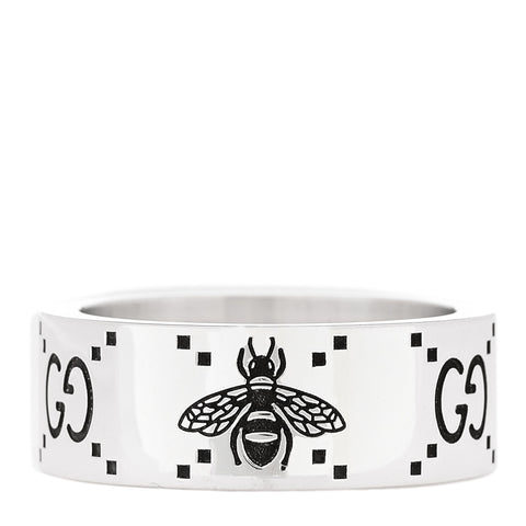 Sterling Silver GG Bee Band Ring 65 11