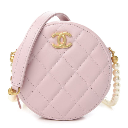 Chanel Calfskin Quilted Pearl Round Clutch With Chain Light Pink 1 of 11