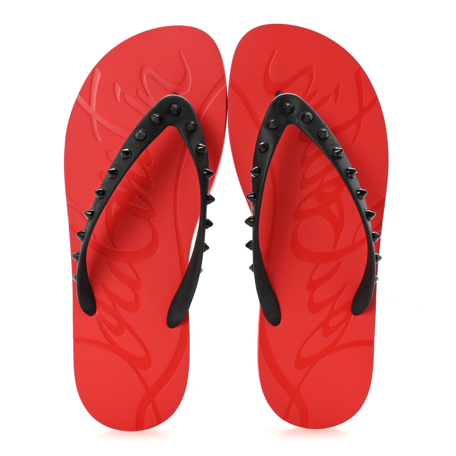 Christian Louboutin Rubber Spike Loubi Donna Flip Flop 41 Black Red 2 of 9
