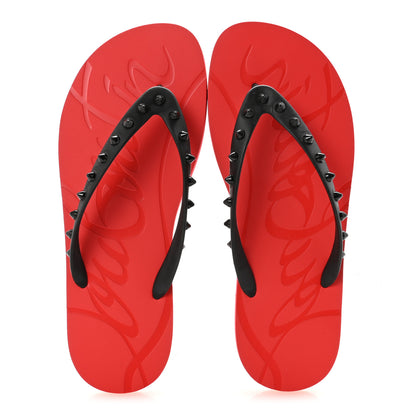 Christian Louboutin Rubber Spike Loubi Donna Flip Flop 41 Black Red 2 of 9