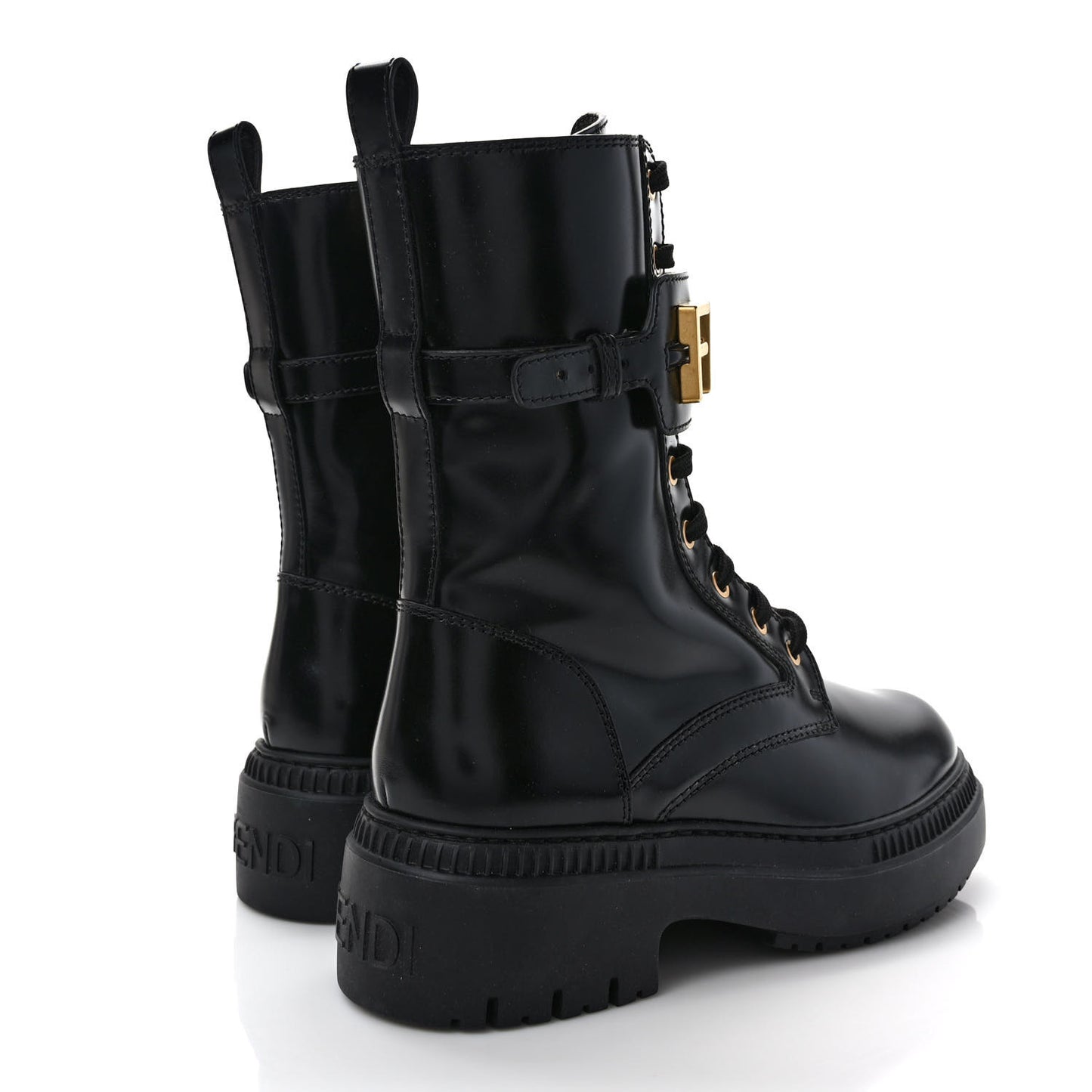 Vitello Abrasivato Fendigraphy 50mm Biker Boots 39 Black