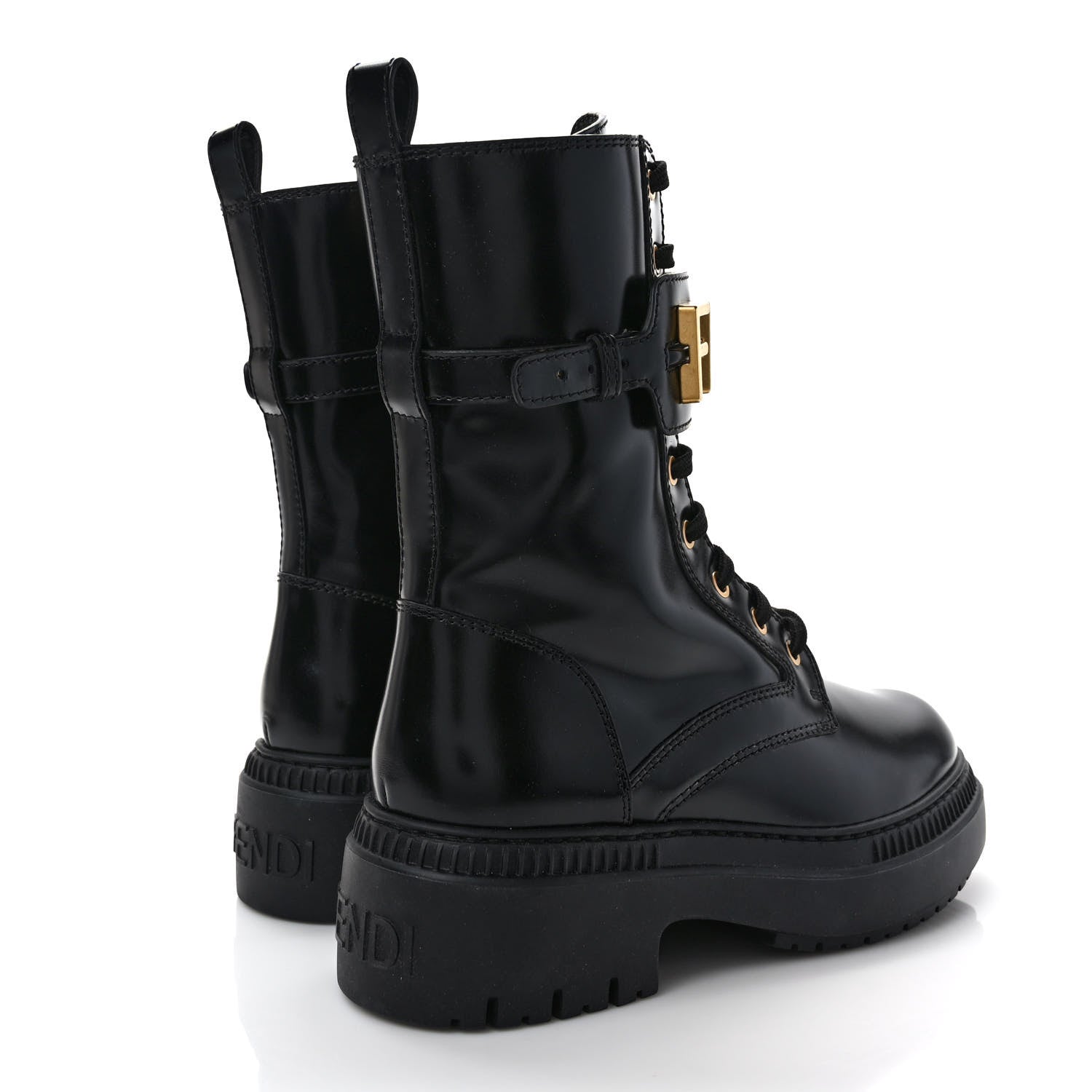Fendi Vitello Abrasivato Fendigraphy 50mm Biker Boots 39 Black 4 of 9