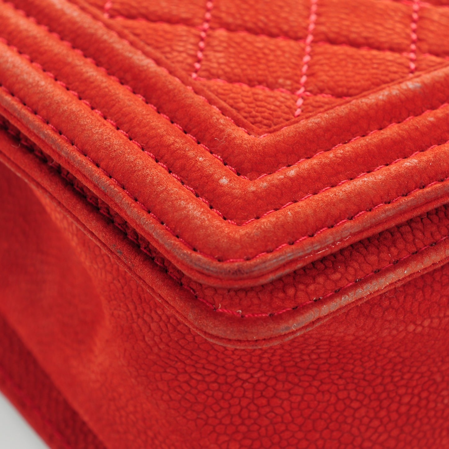 Iridescent Caviar Quilted Medium Boy Flap Dark Orange