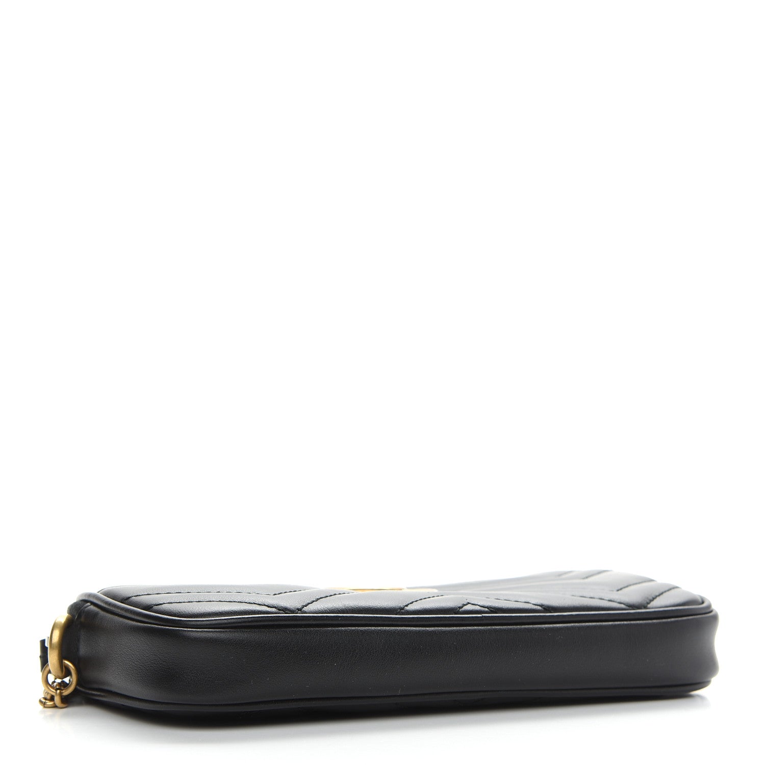 Gucci Calfskin Matelasse Mini GG Marmont Chain Crossbody Bag Black 4 of 9