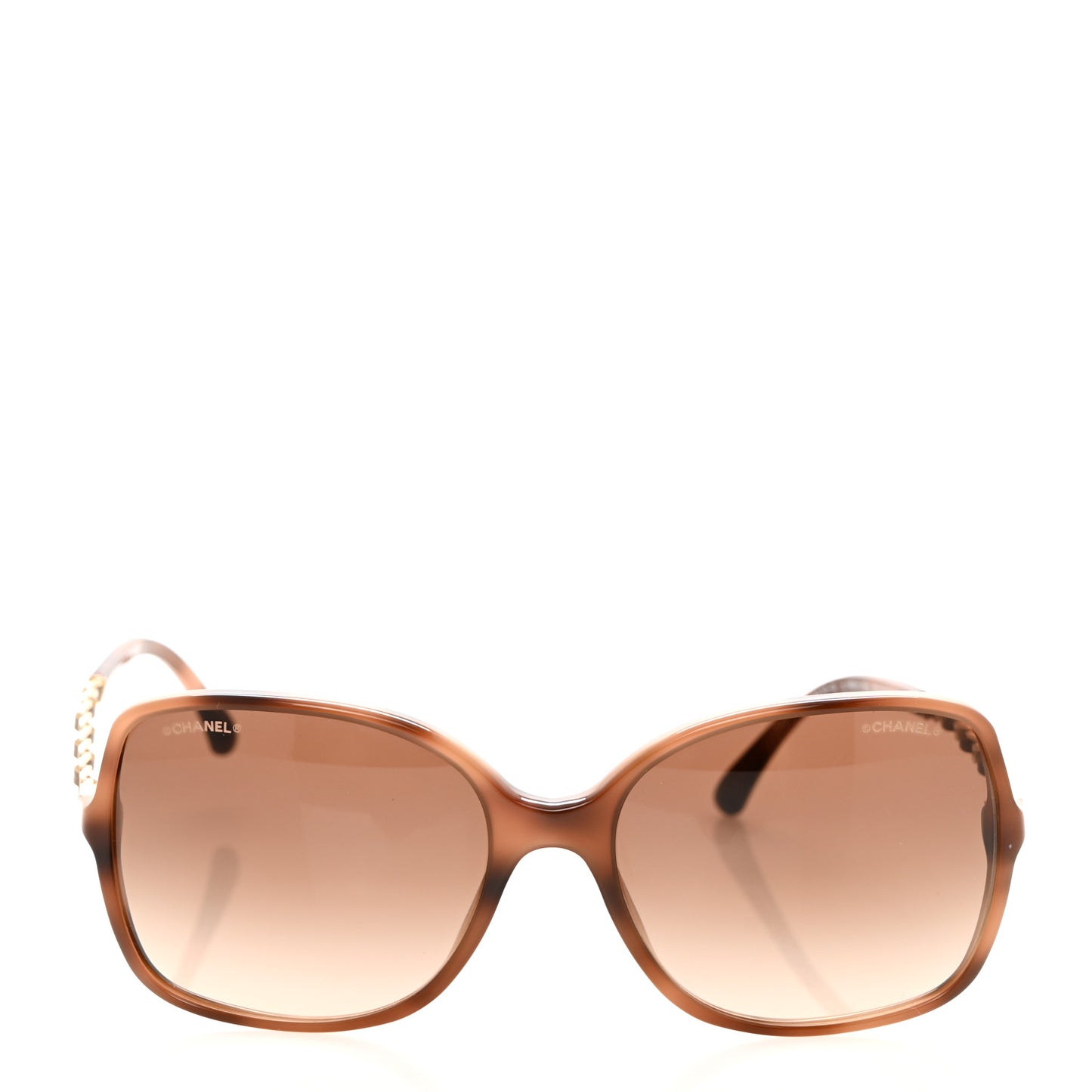 Acetate Metal Lambskin Chain Square Sunglasses 5210-Q Brown
