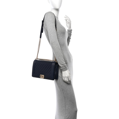 Chanel Lambskin Quilted New Medium Boy Flap Dark Navy Blue 2 of 16