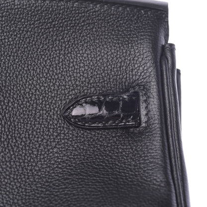 Hermes Taurillon Novillo Shiny Niloticus Crocodile Birkin Touch 25 Black 20 of 42