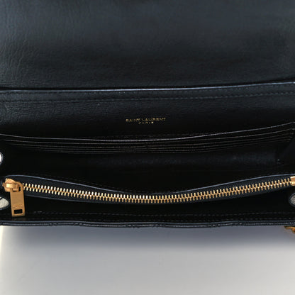 Saint Laurent Lambskin Diamond Quilted Becky Chain Wallet Black 6 of 9