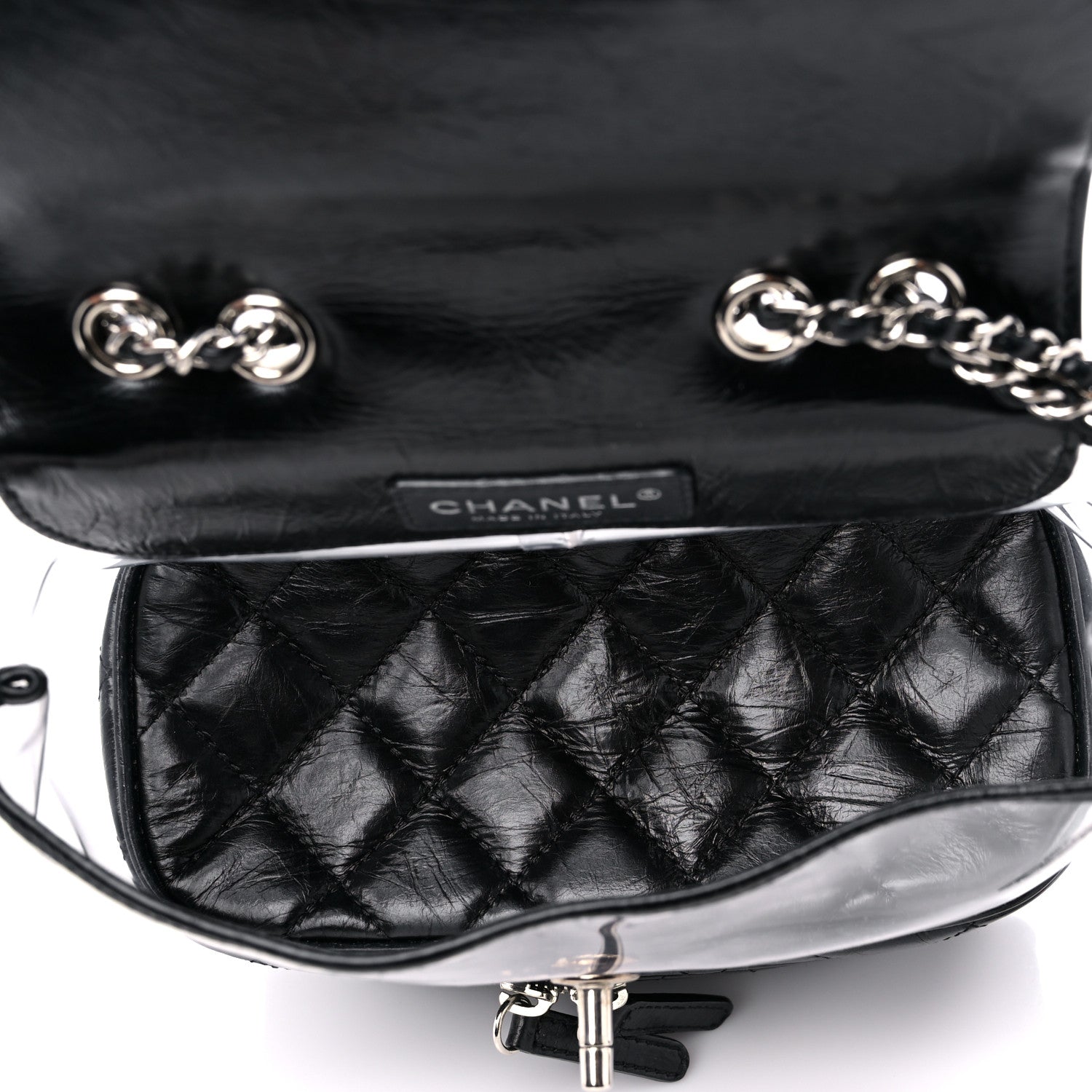 Chanel Crumpled Calfskin PVC Quilted Flap Black 5 of 10