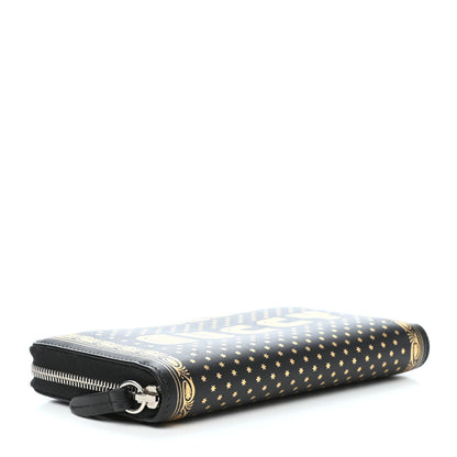 Gucci X SEGA Calfskin GUCCY Stars Zip Around Wallet Black Gold 3 of 7