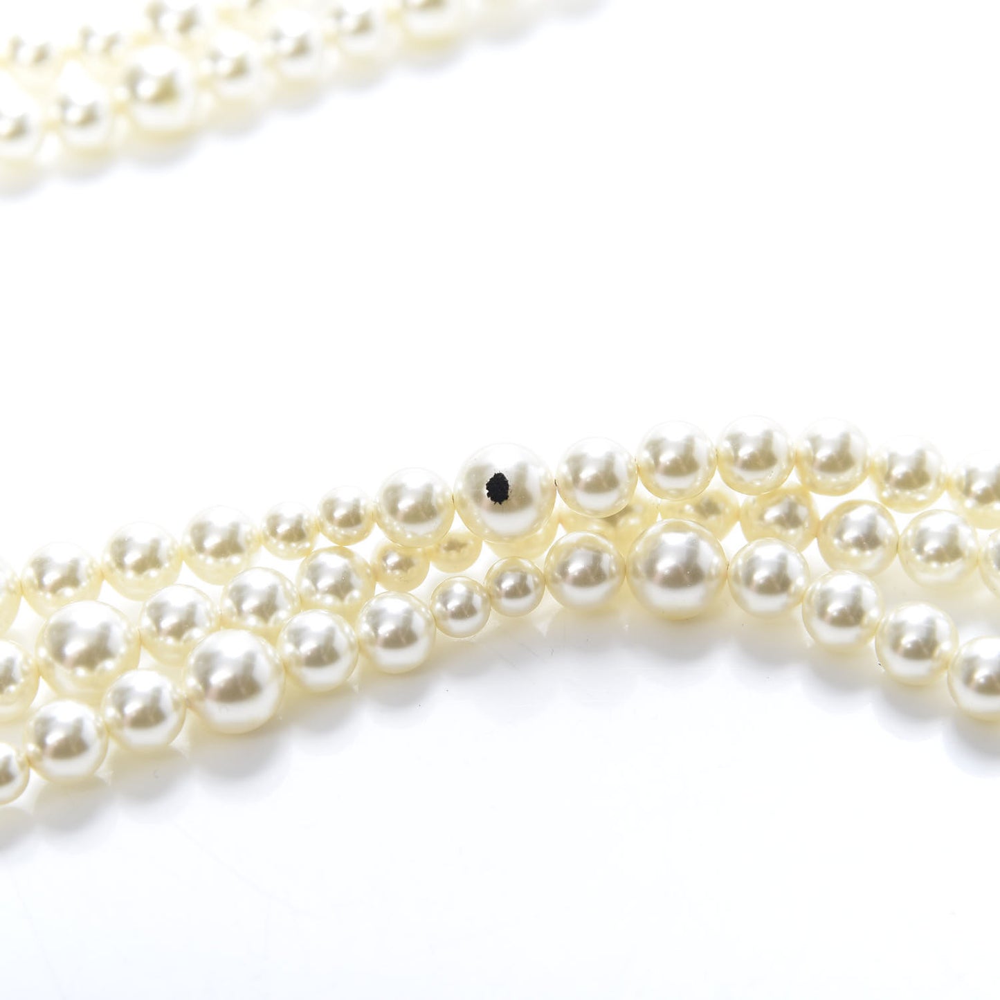 Pearl CC Multi Strand Long Necklace Light Gold