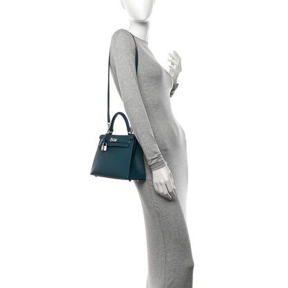 Hermes Madame Calfskin Verso Kelly Sellier 25 Vert Bosphore Sienne 2 of 12