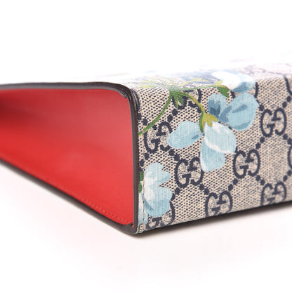 Gucci GG Supreme Monogram Blooms Large Cosmetic Case Beige Blue Navy Hibiscus Red 5 of 10