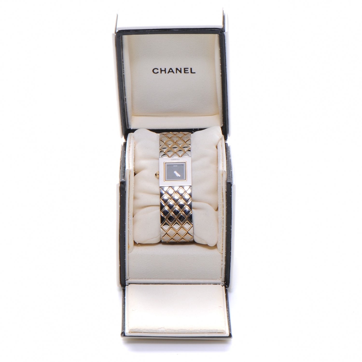 Chanel Stainless Steel 19mm Quilted Matelasse Quartz Watch Black Gold 5 of 7