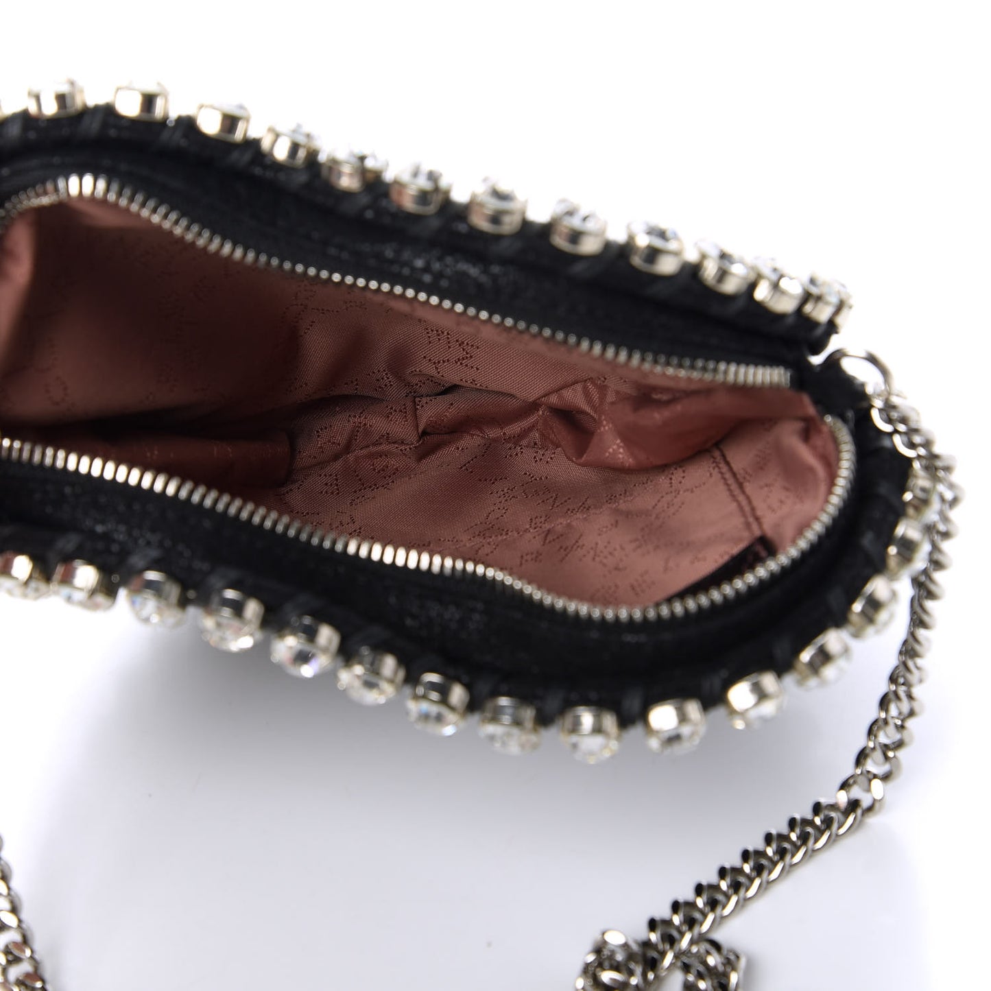 Shaggy Deer Crystal Falabella Heart Crossbody Bag Black