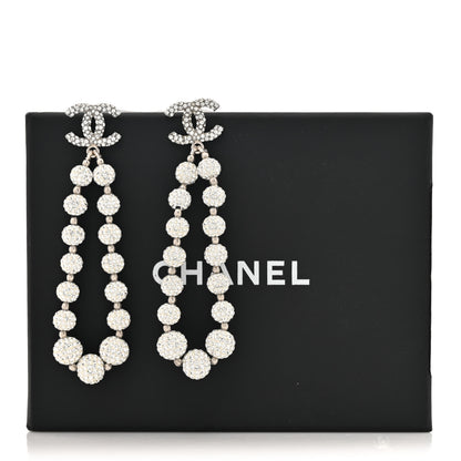 Chanel Crystal CC Ball Drop Earrings Silver 5 of 5