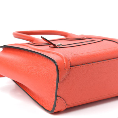 Celine Drummed Calfskin Nano Luggage Vermillion 8 of 9