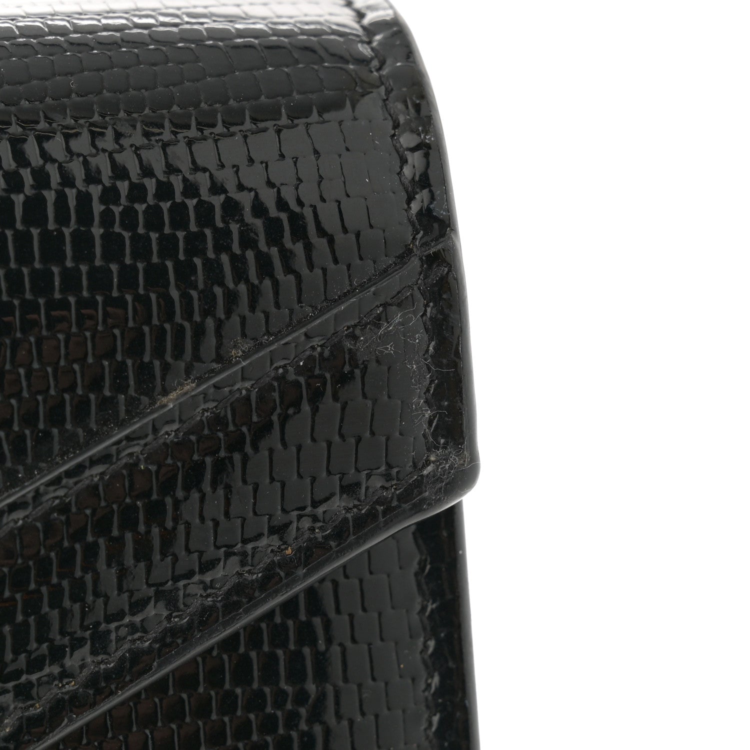 Saint Laurent Calfskin Lizard Embossed Monogram Cassandra Chain Wallet Black 13 of 13