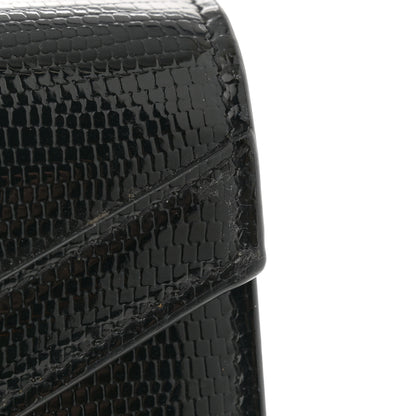 Saint Laurent Calfskin Lizard Embossed Monogram Cassandra Chain Wallet Black 13 of 13