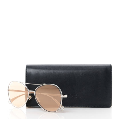 Chanel Metal Pilot Sunglasses 4260 Silver 8 of 8