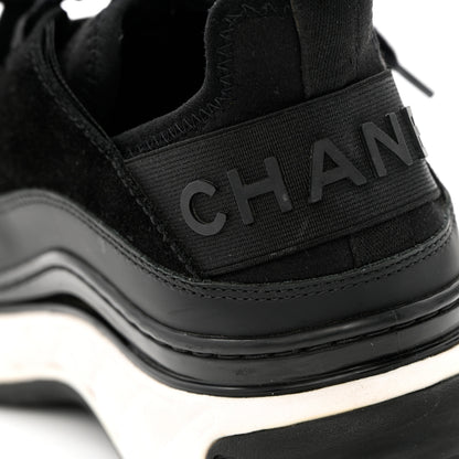 Chanel Fabric Calfskin Suede CC Sneakers 37.5 Black 16 of 16