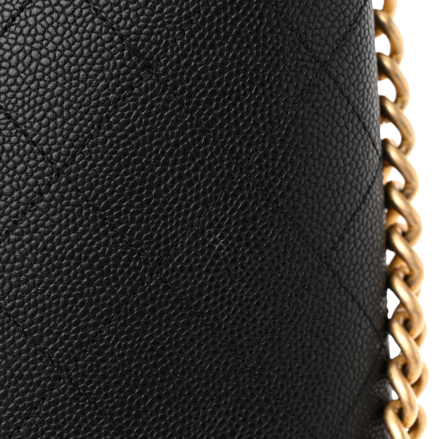 Caviar Stitched Large Shopping Tote Bag Black