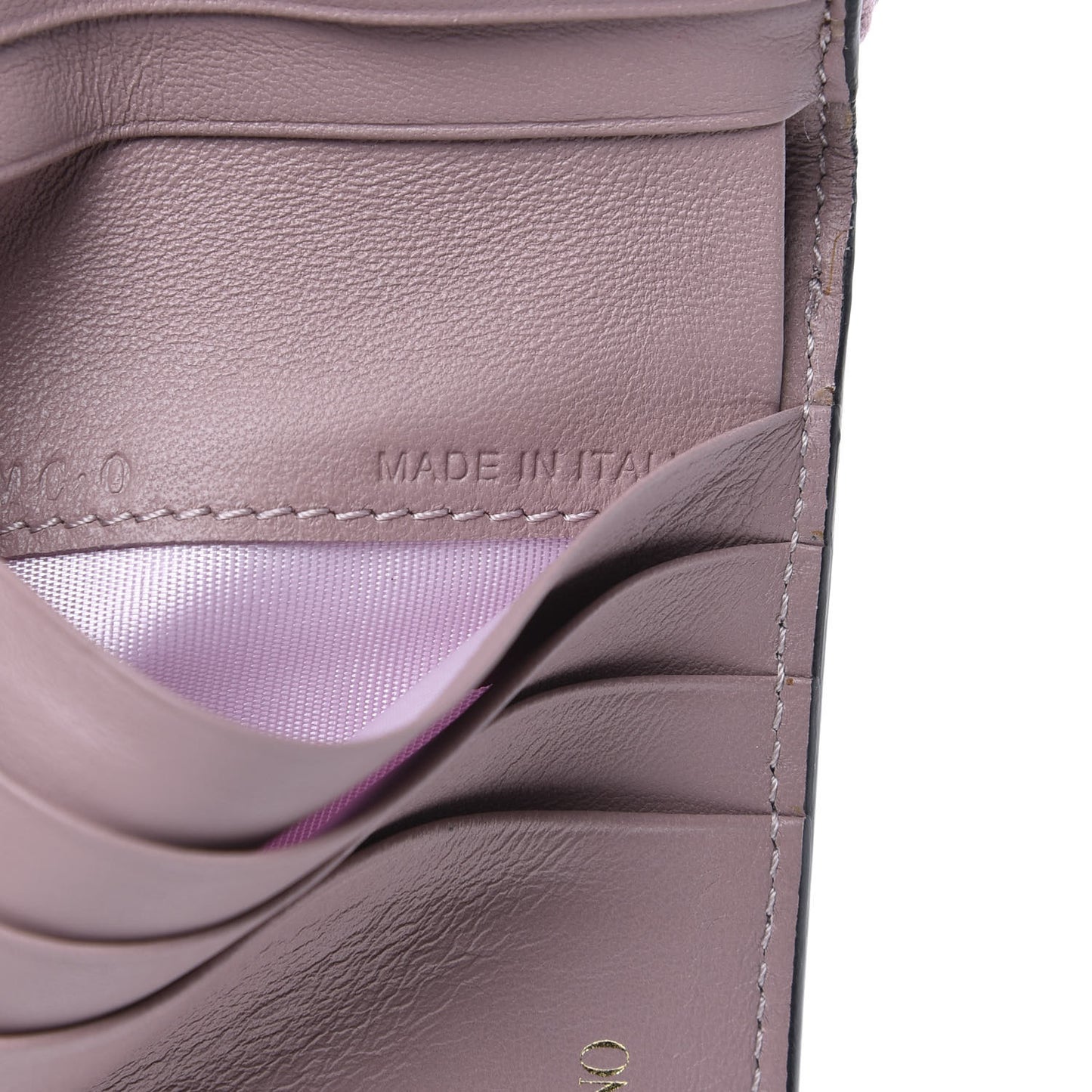 Metallic Wrinkled Lambskin Rockstud Spike Compact Zip Around Wallet Lipstick