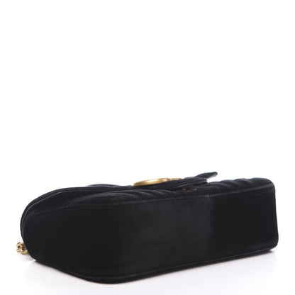 Gucci Velvet Matelasse Small GG Marmont Shoulder Bag Black 3 of 10